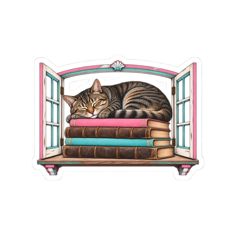 Cat in the Bookshop Window Sticker
