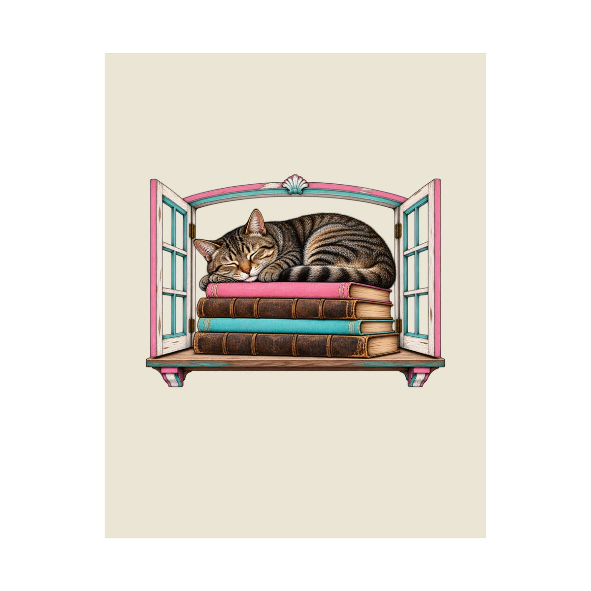 Cat in the Bookshop Window Poster