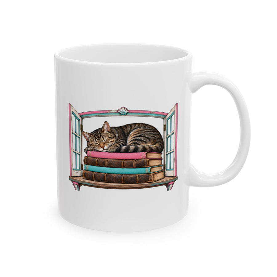 Cat in the Bookshop Window Mug