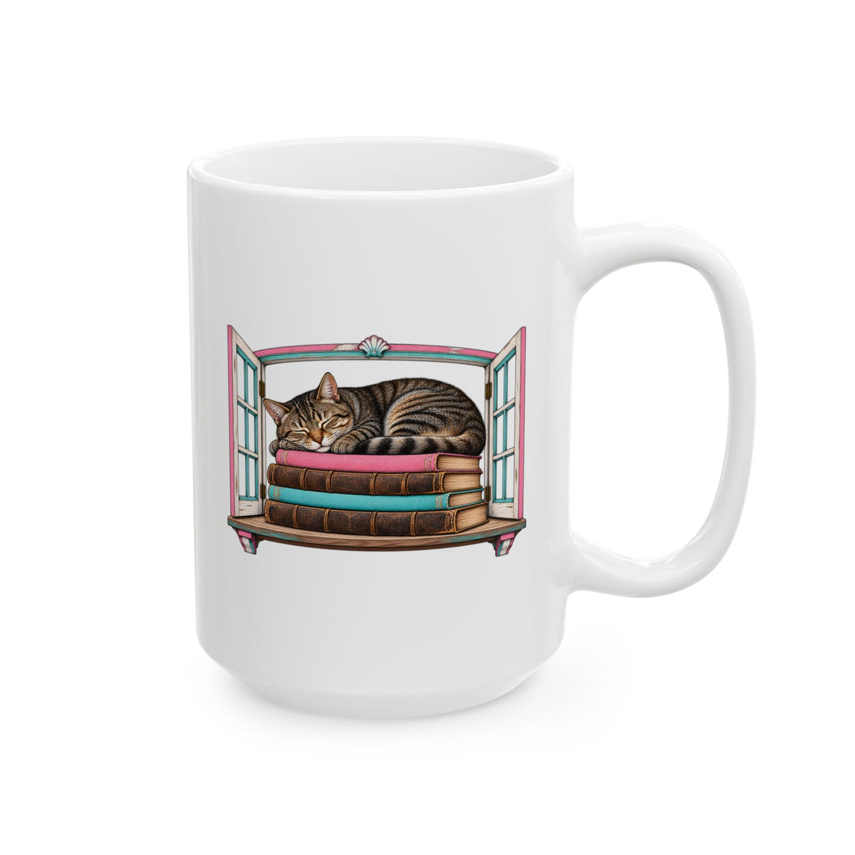 Cat in the Bookshop Window Mug