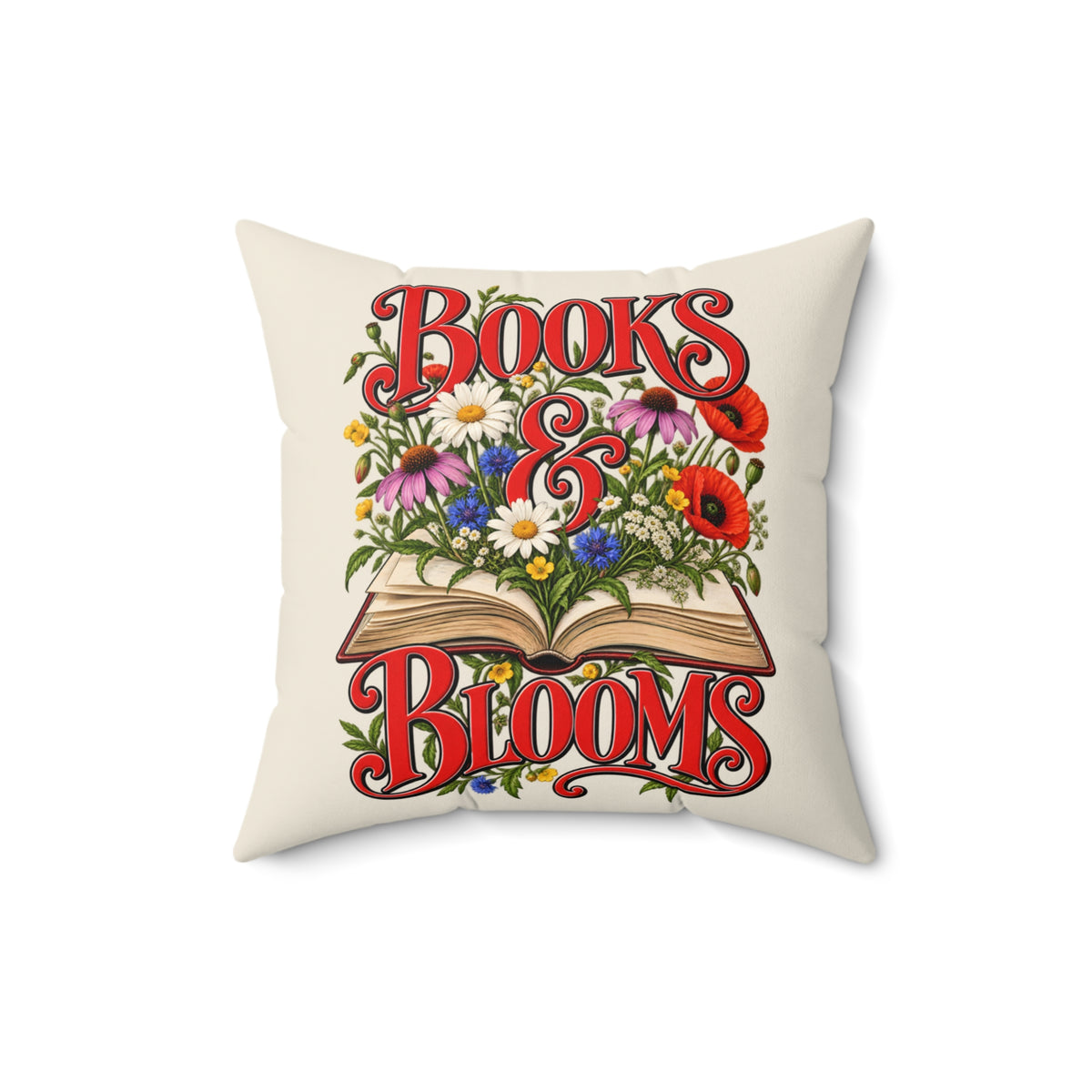 Books & Blooms Throw Pillow