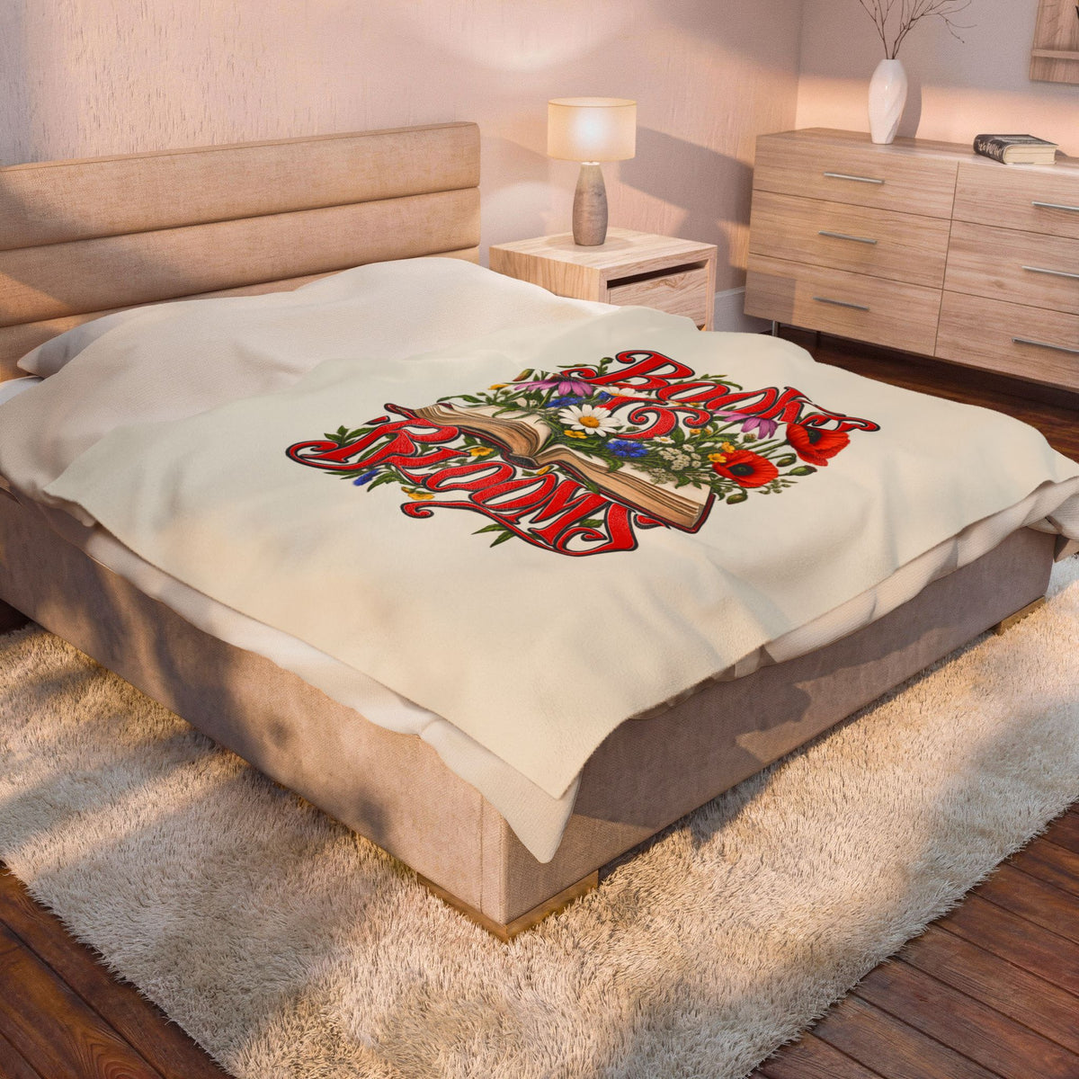 Books & Blooms Plush Blanket