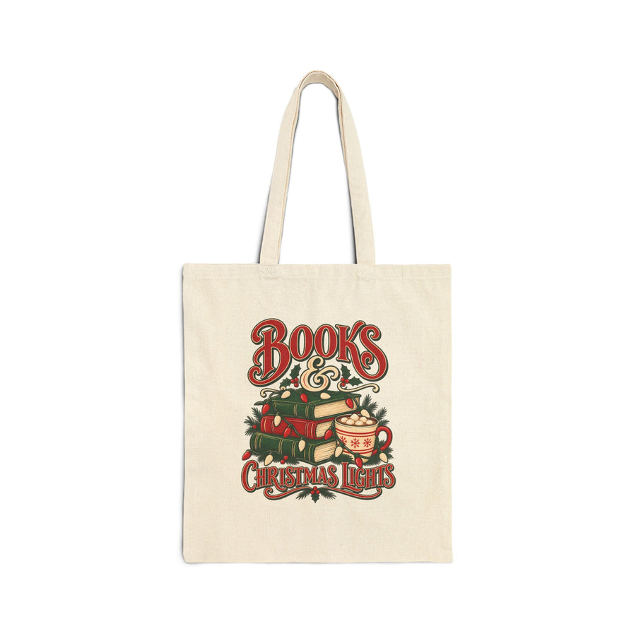 Books & Christmas Lights Tote Bag