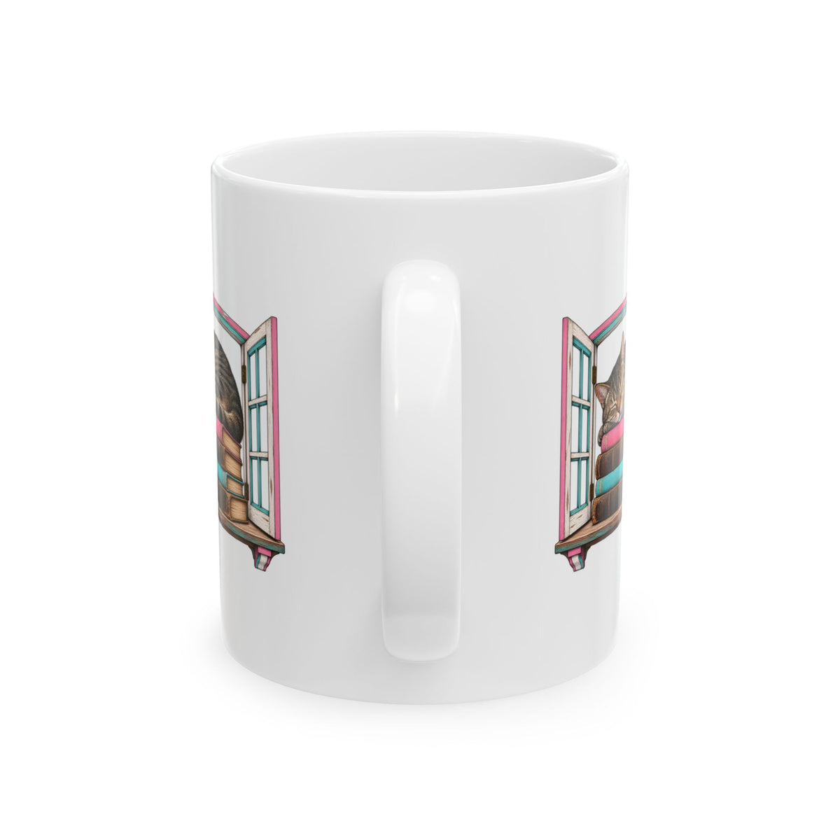 Cat in the Bookshop Window Mug
