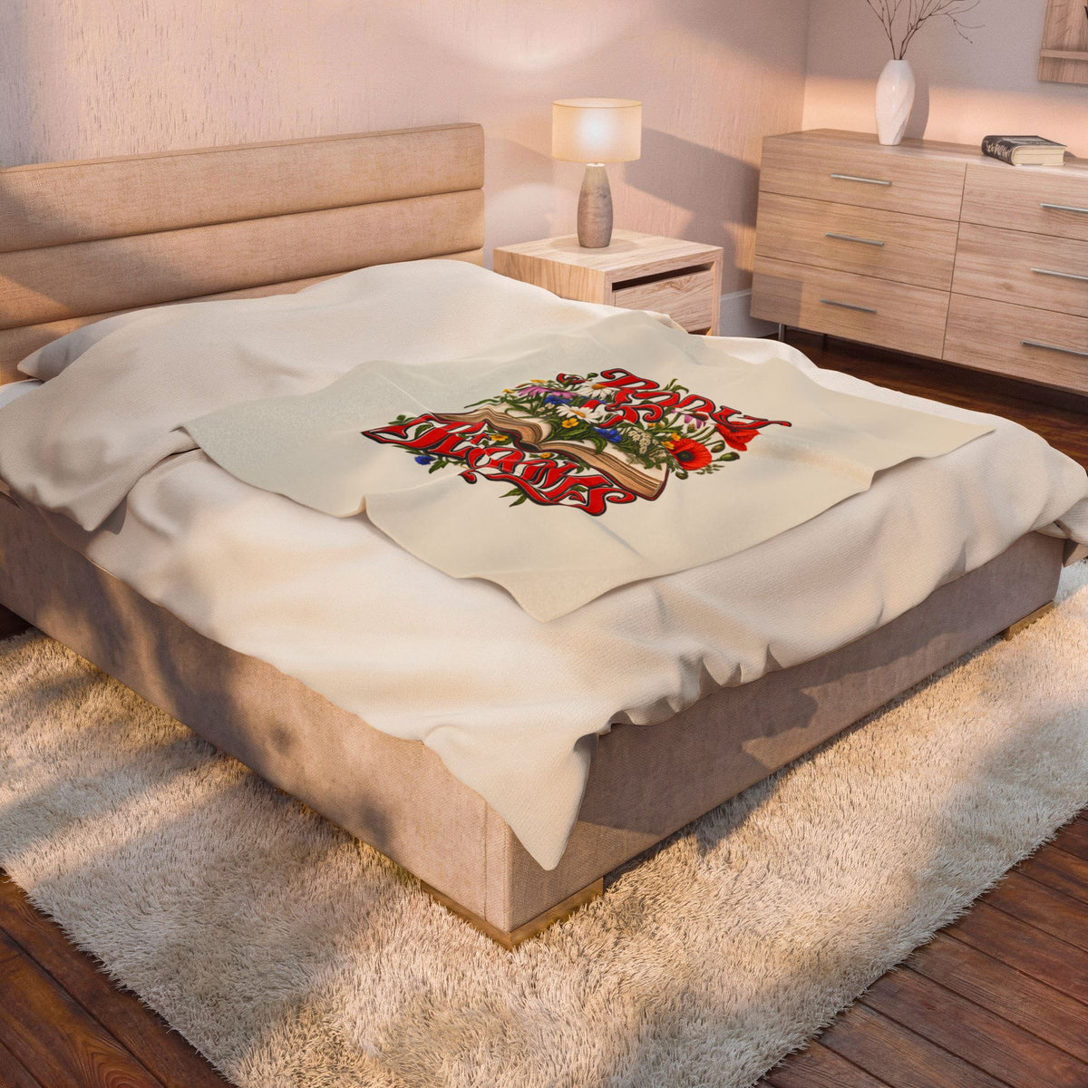Books & Blooms Plush Blanket