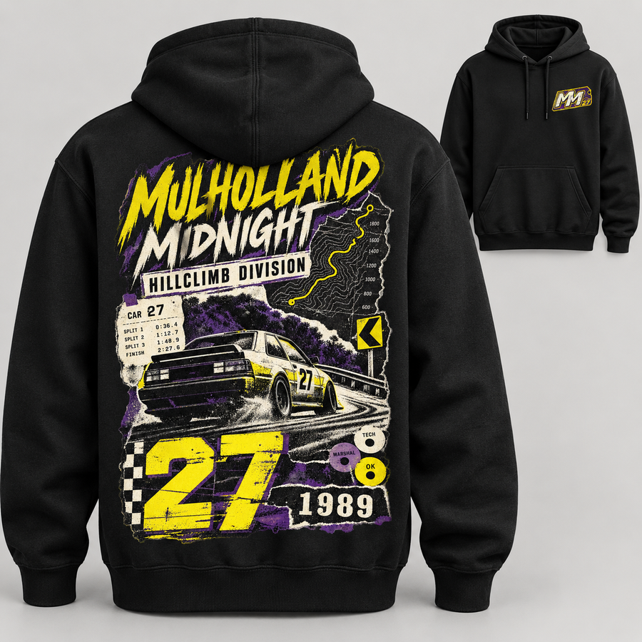 Mulholland Midnight black Hoodie mockup