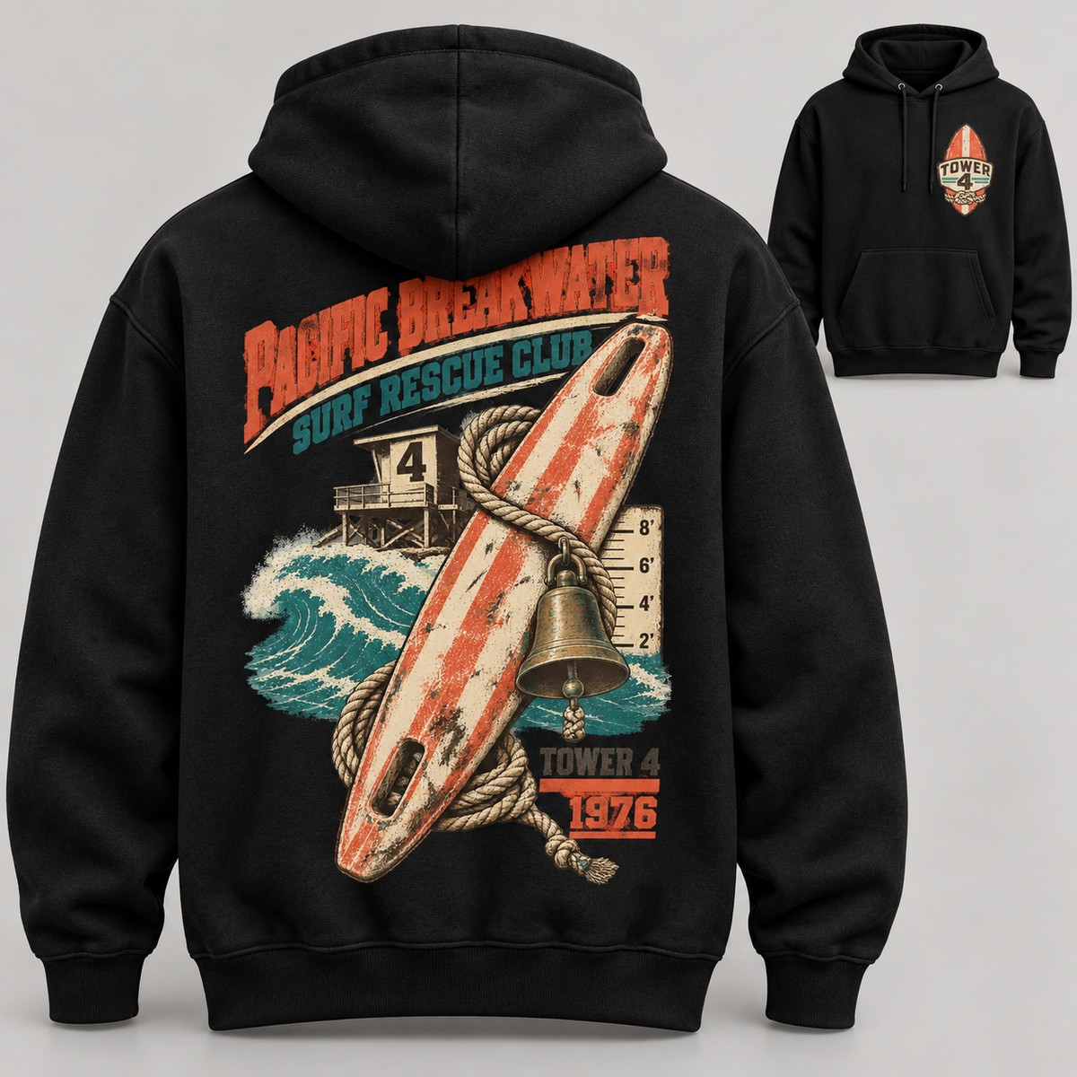 Pacific Breakwater black Hoodie mockup