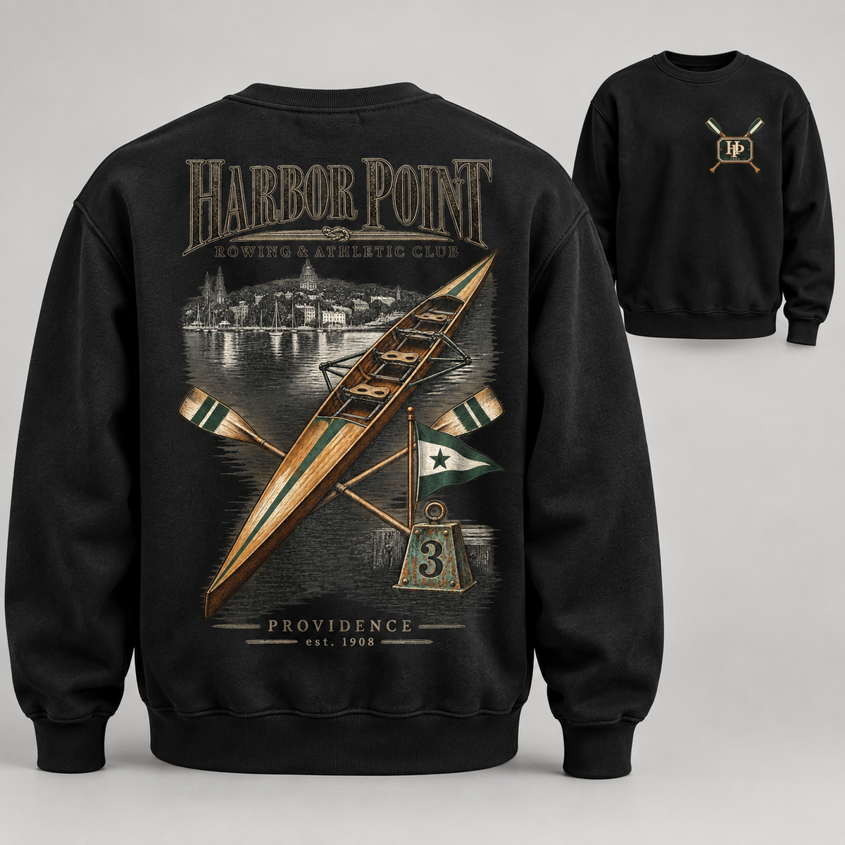 Harbor Point Rowing Club black Sweatshirt mockup