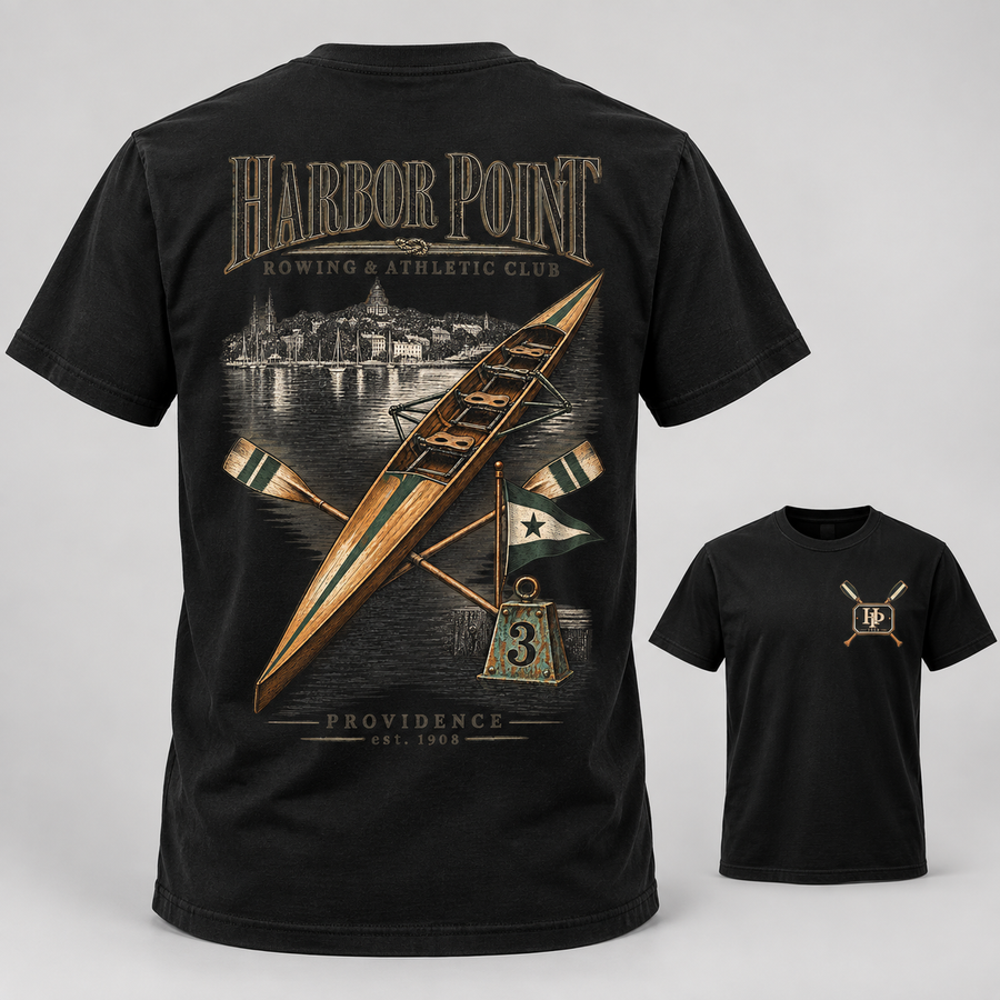 Harbor Point Rowing Club black T-Shirt mockup