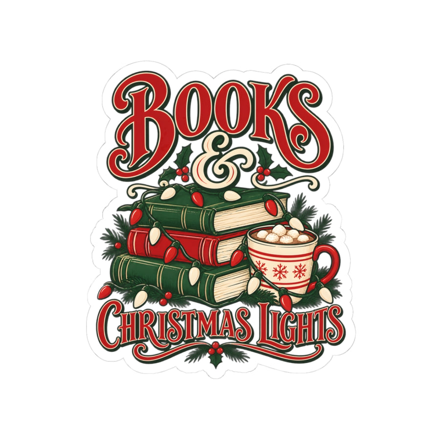Books & Christmas Lights Sticker