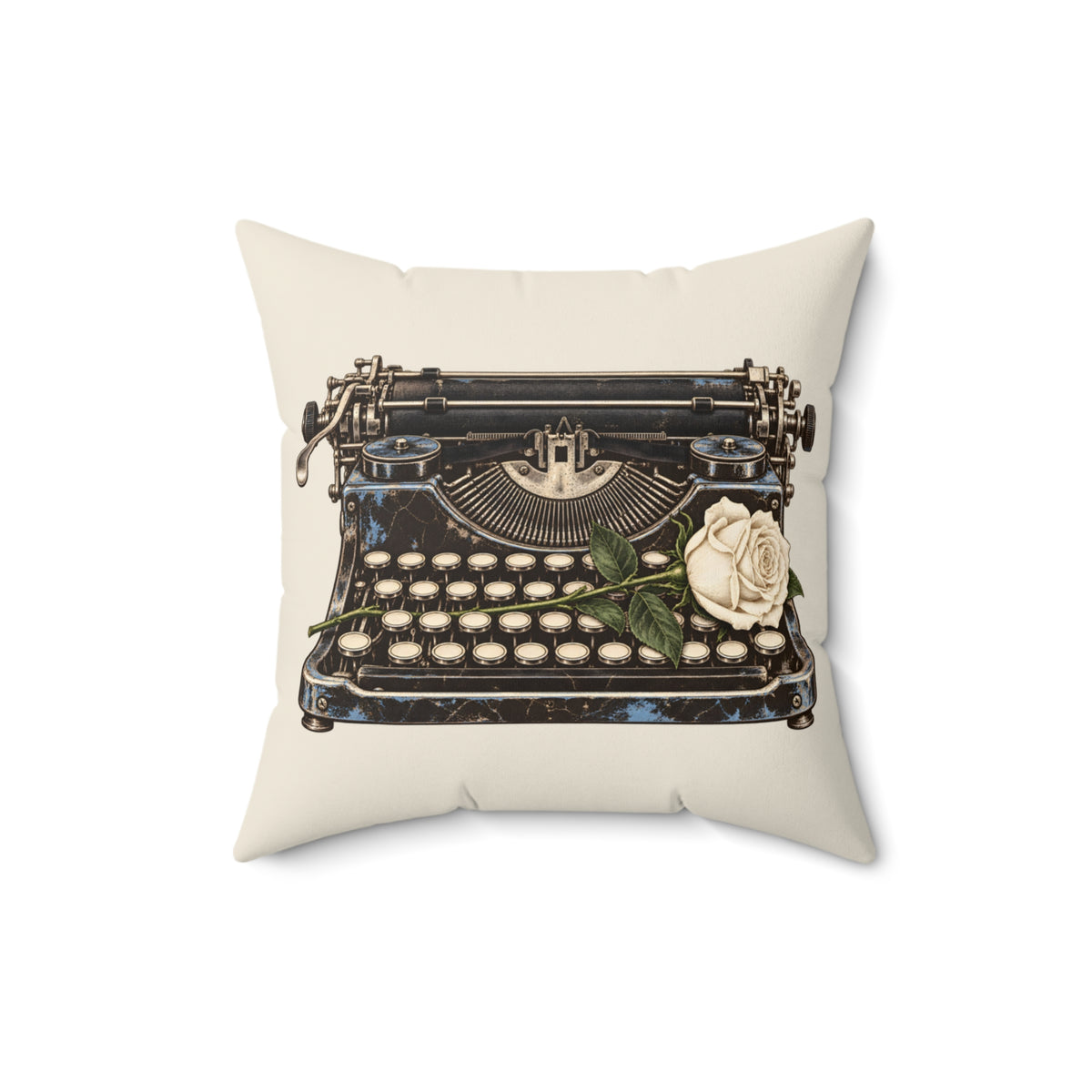 Typewriter & Rose Throw Pillow
