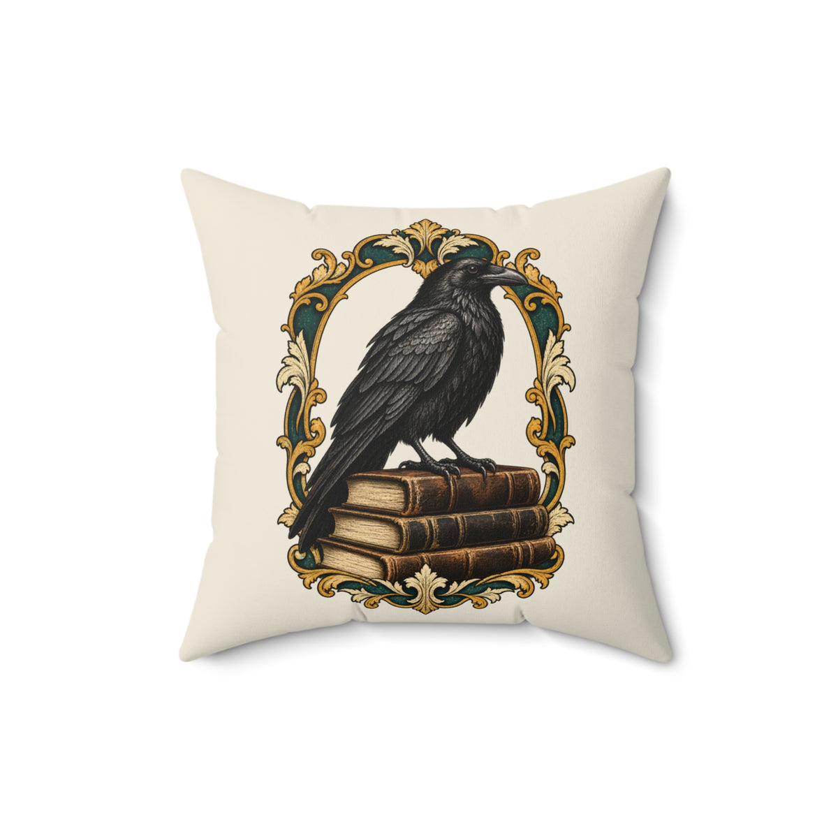 The Raven & the Stacks Throw Pillow