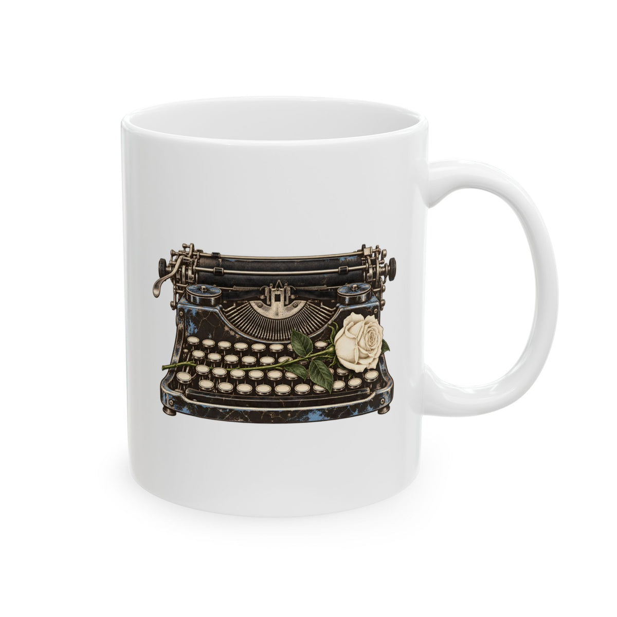 Typewriter & Rose Mug