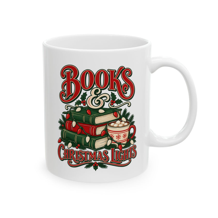 Books & Christmas Lights Mug