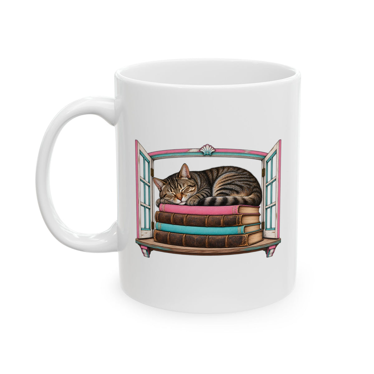 Cat in the Bookshop Window Mug
