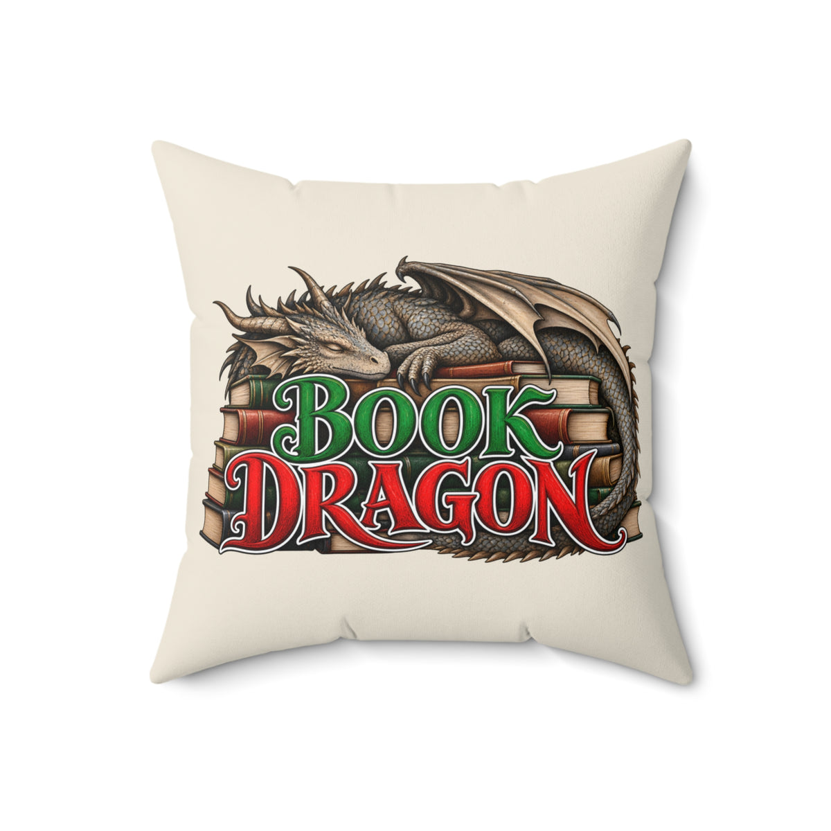 Book Dragon Throw Pillow
