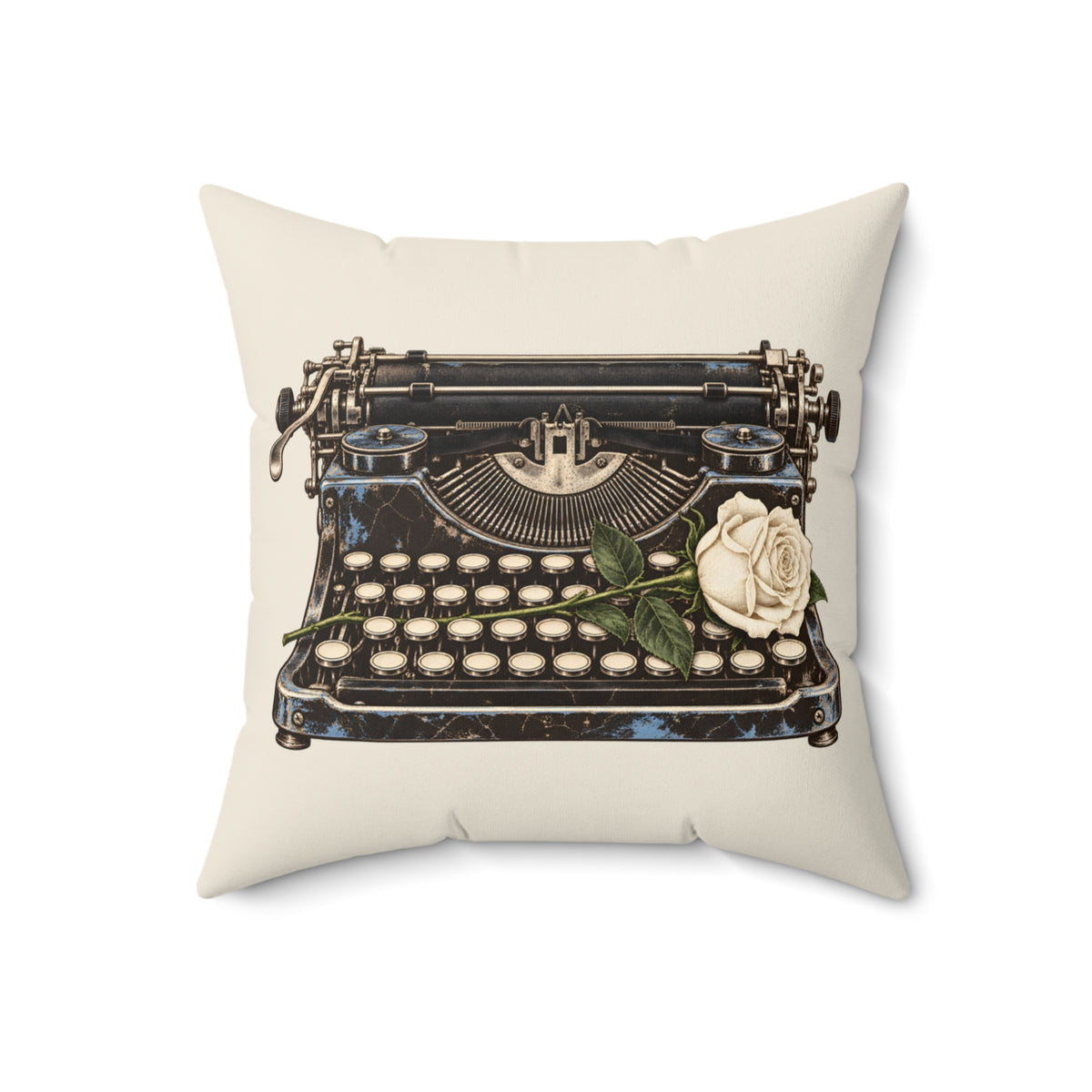 Typewriter & Rose Throw Pillow