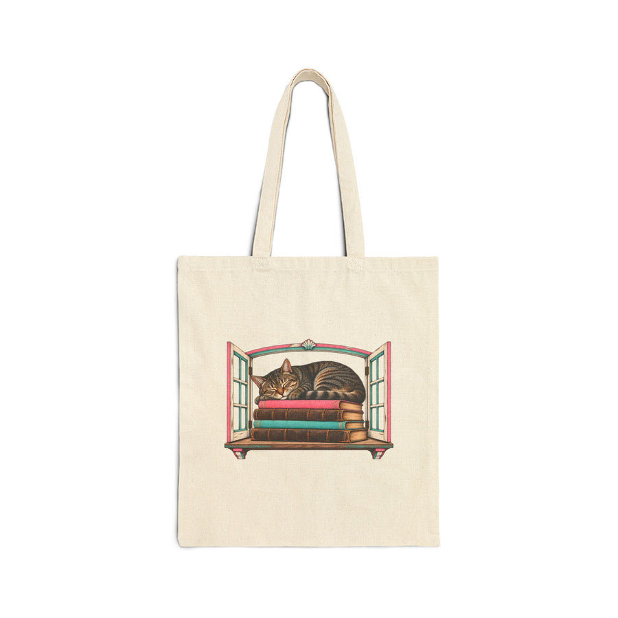 Cat in the Bookshop Window Tote Bag