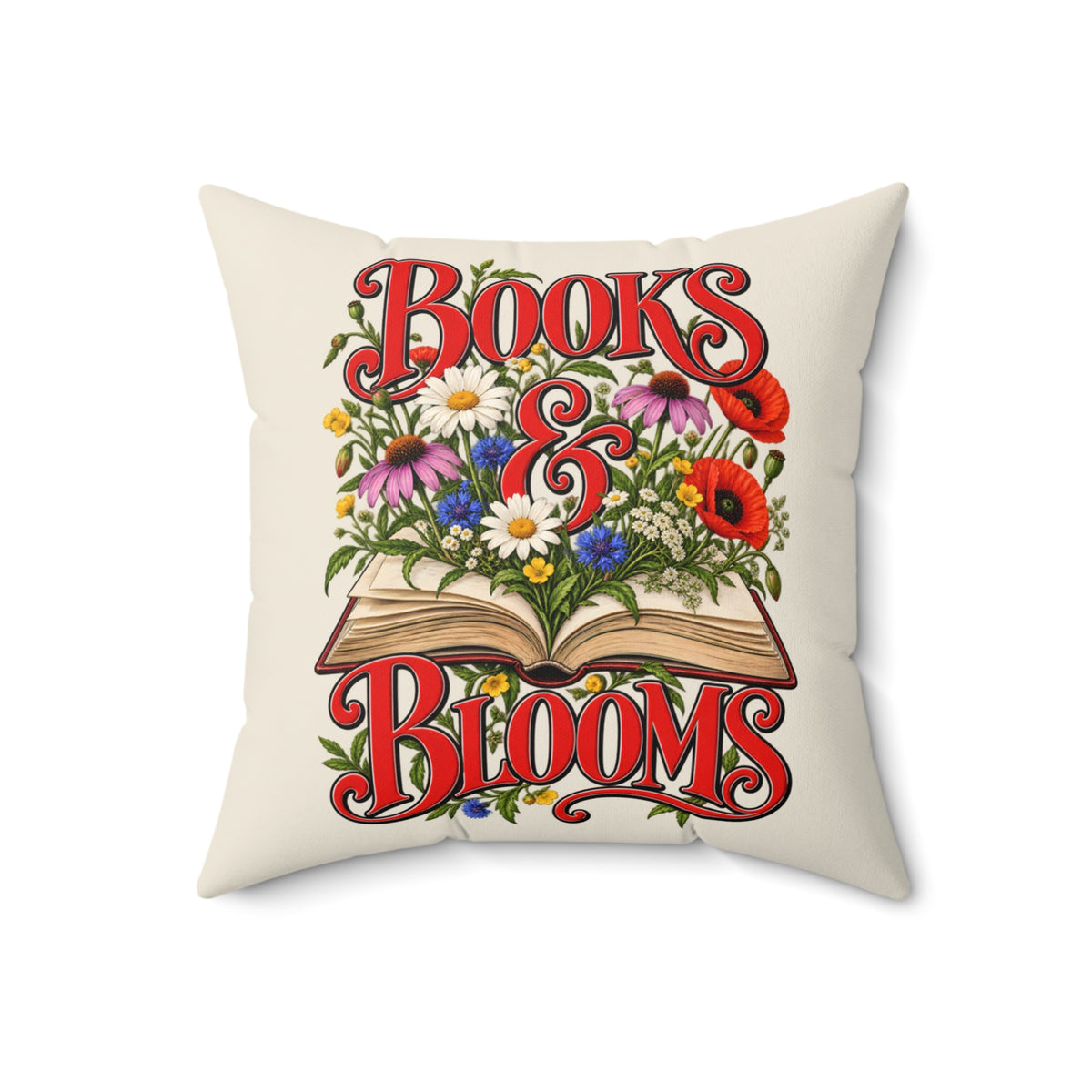 Books & Blooms Throw Pillow