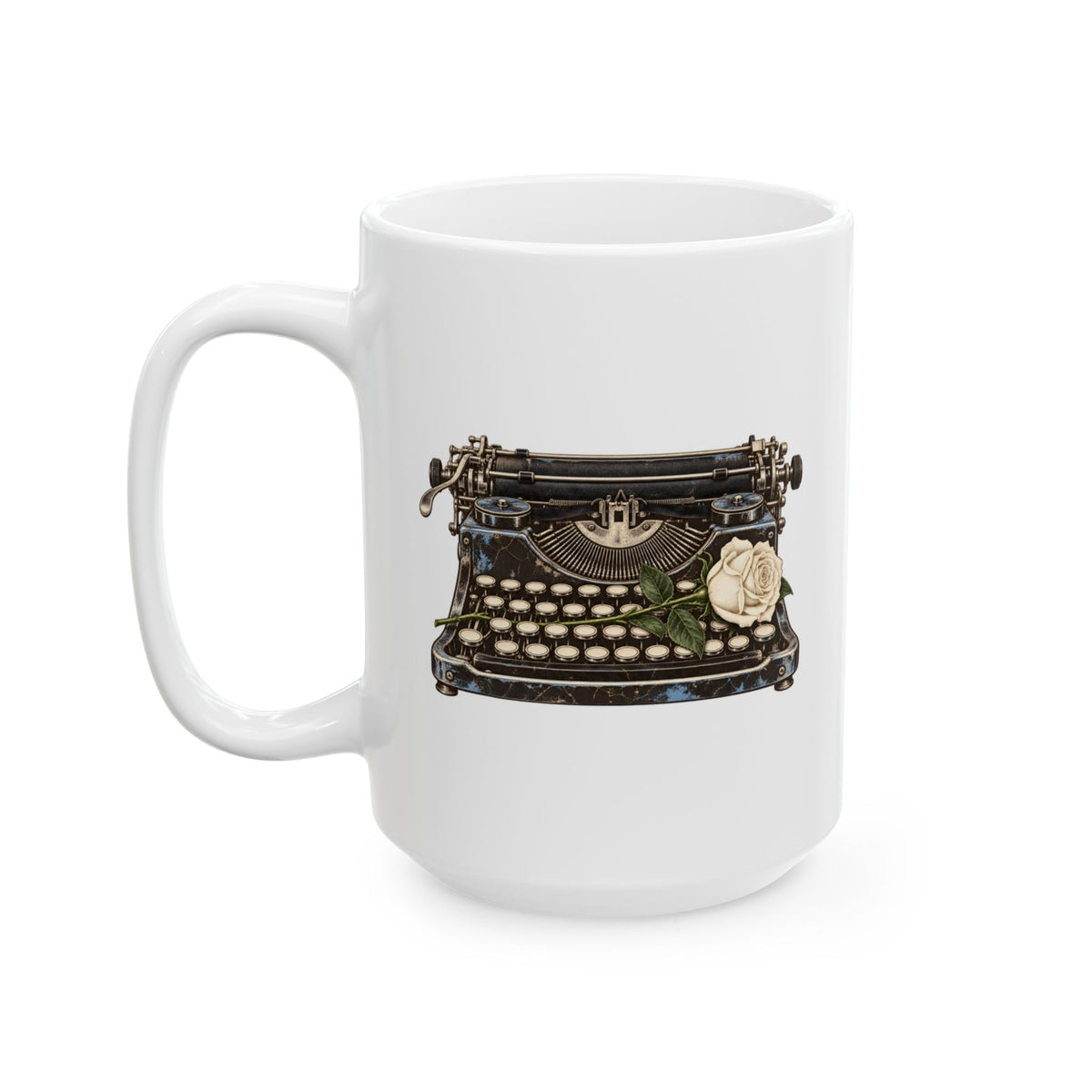 Typewriter & Rose Mug