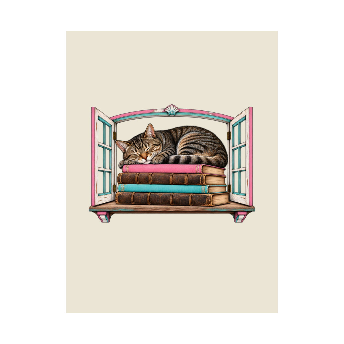 Cat in the Bookshop Window Poster