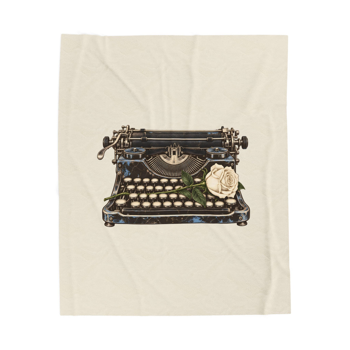 Typewriter & Rose Plush Blanket