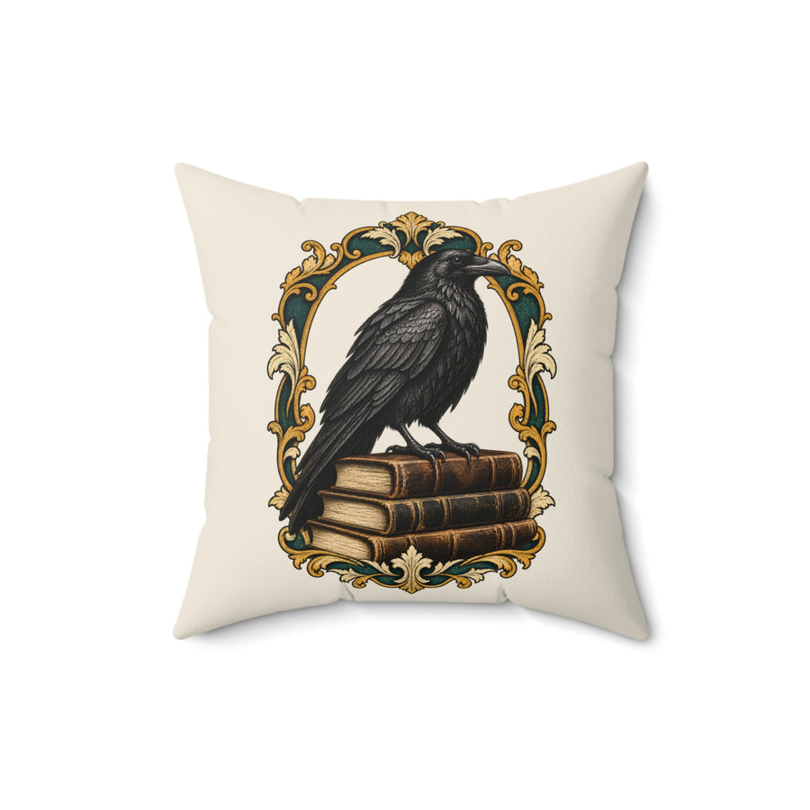 The Raven & the Stacks Throw Pillow