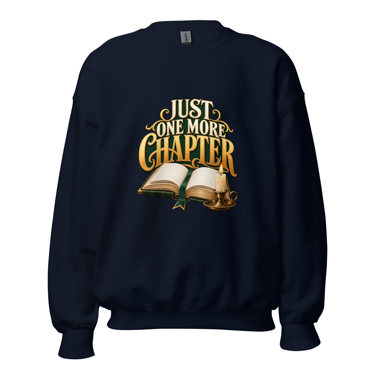 Just One More Chapter Crewneck Sweatshirt in Navy — official front print preview
