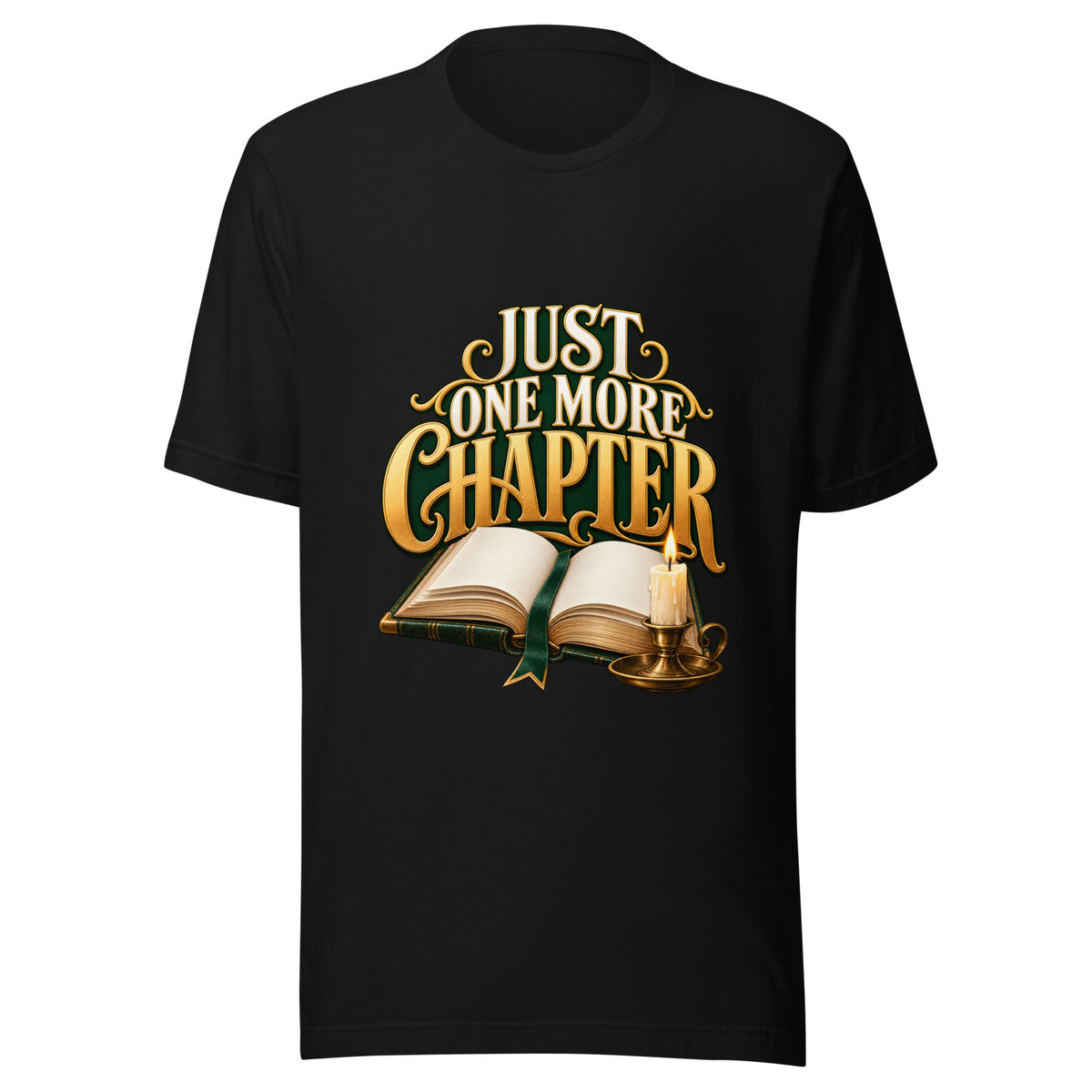 Just One More Chapter T-Shirt in Black — official front print preview