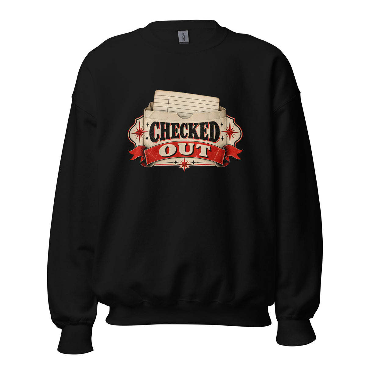 Checked Out Crewneck Sweatshirt in Black — official front print preview
