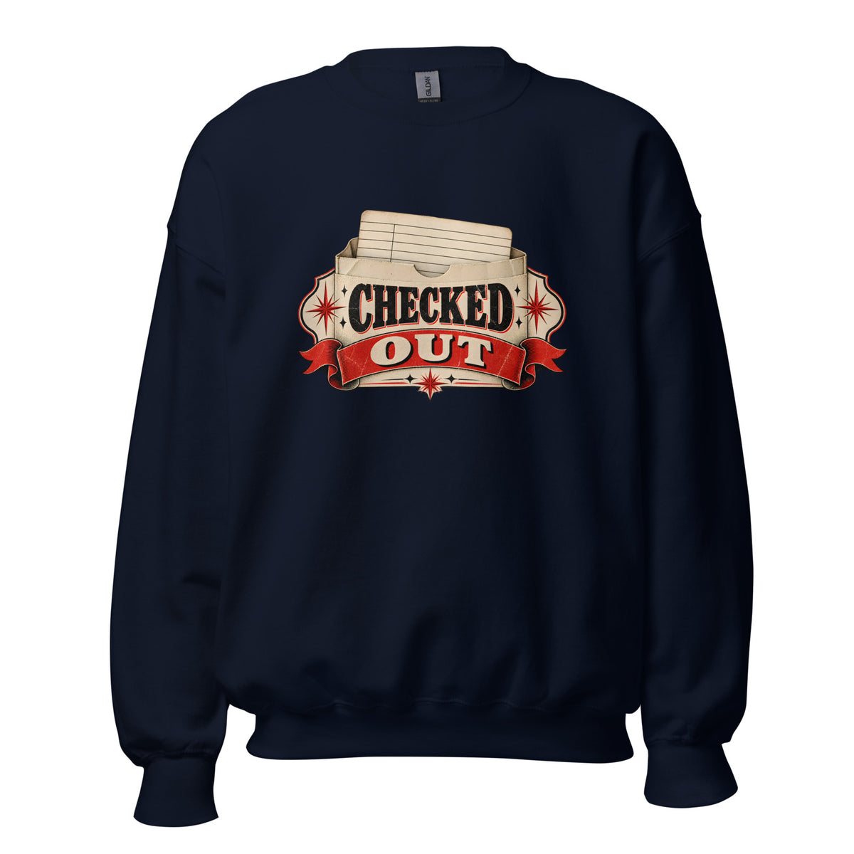 Checked Out Crewneck Sweatshirt in Navy — official front print preview