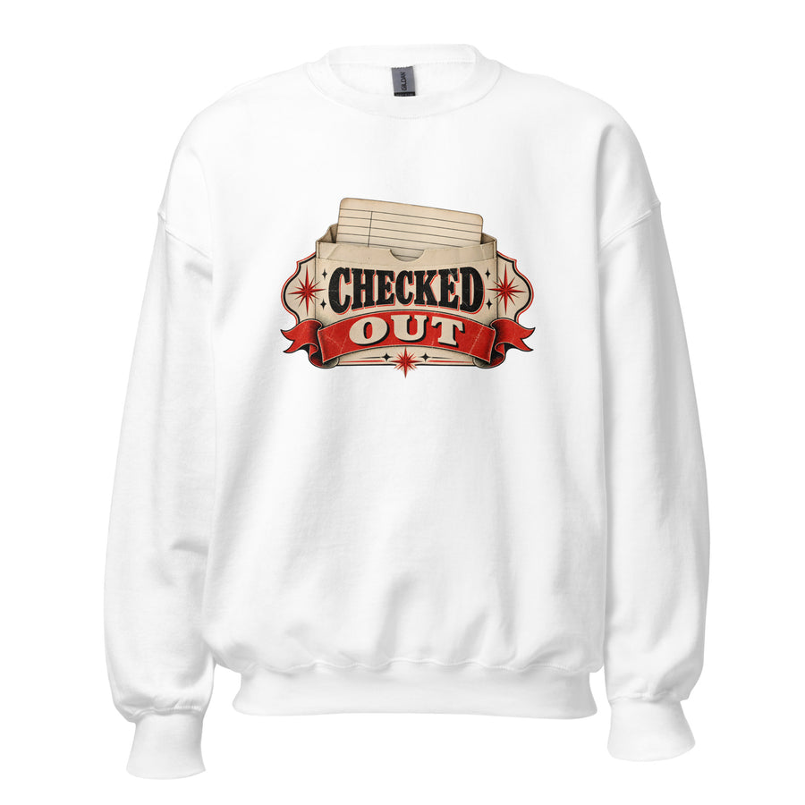 Checked Out Crewneck Sweatshirt in White — official front print preview