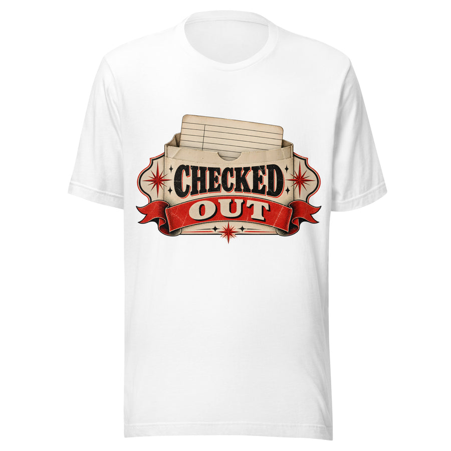 Checked Out T-Shirt in White — official front print preview