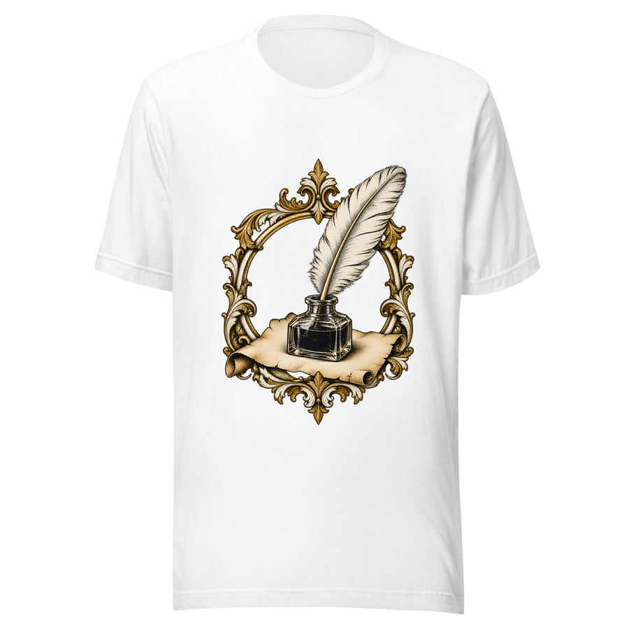 Quill & Inkwell T-Shirt in White — official front print preview