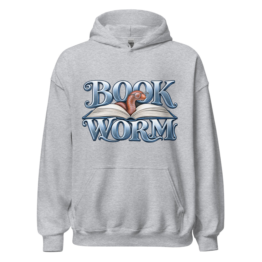 Book Worm Hoodie in Sport Grey — official front print preview