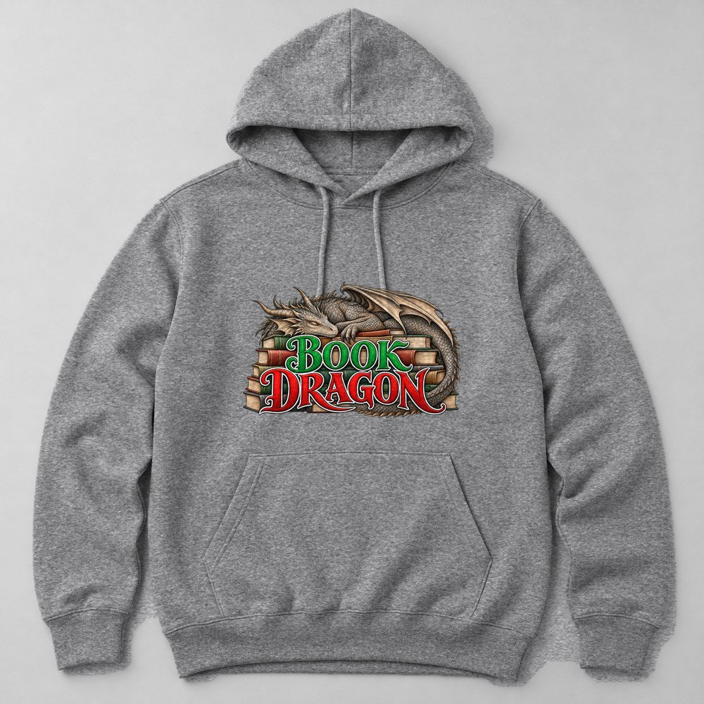 Book Dragon Hoodie in Heather Grey