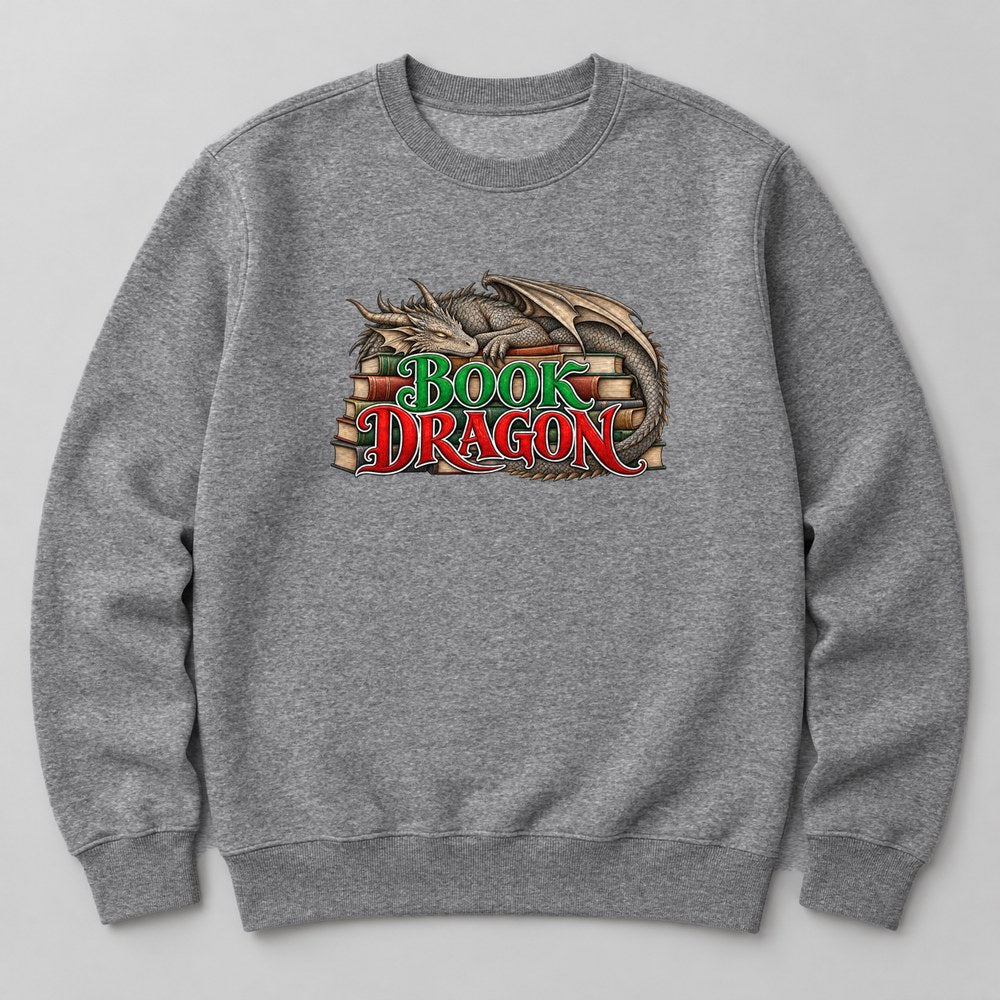 Book Dragon Sweatshirt in Heather Grey