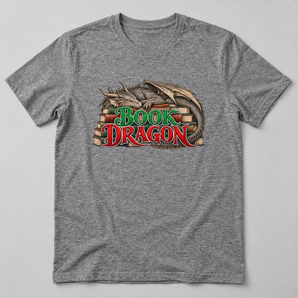 Book Dragon T-Shirt in Heather Grey