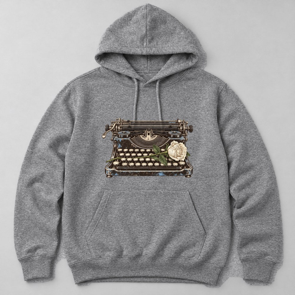 Typewriter Poetry Hoodie in Heather Grey