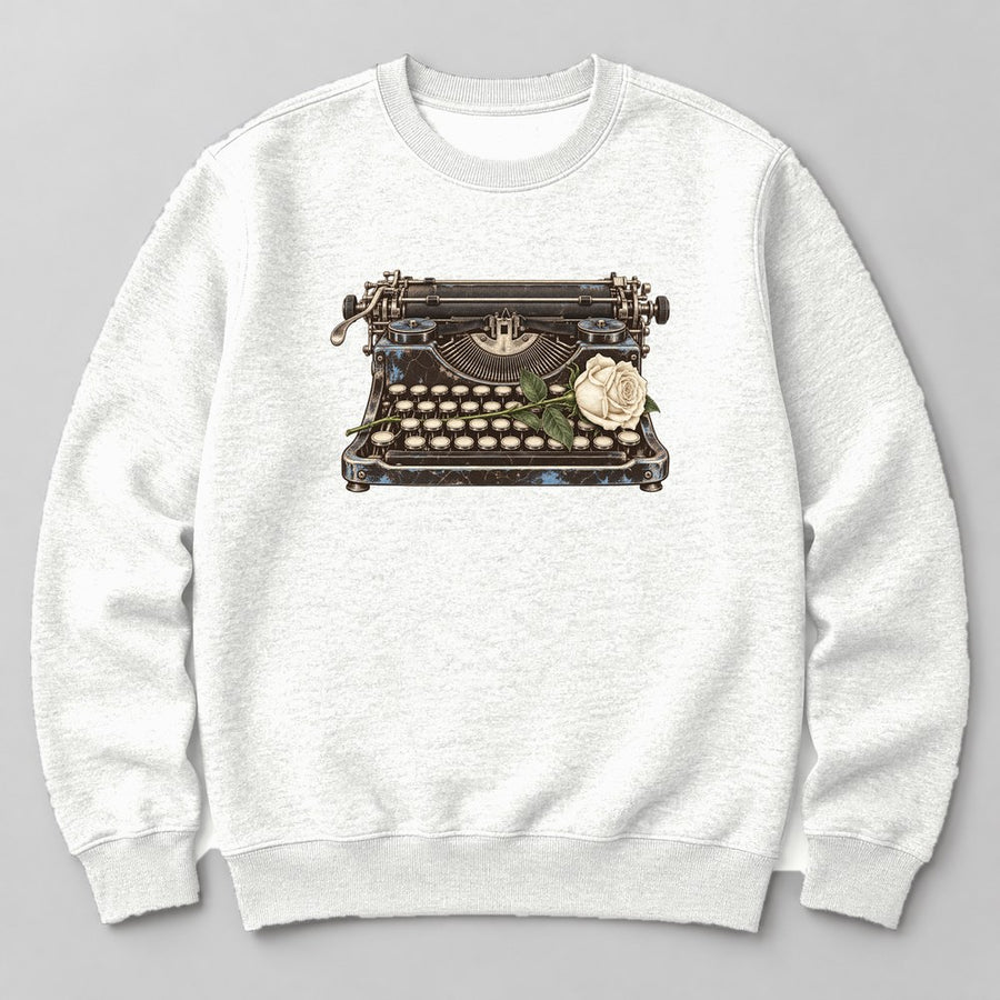 Typewriter & Rose crewneck sweatshirt in White
