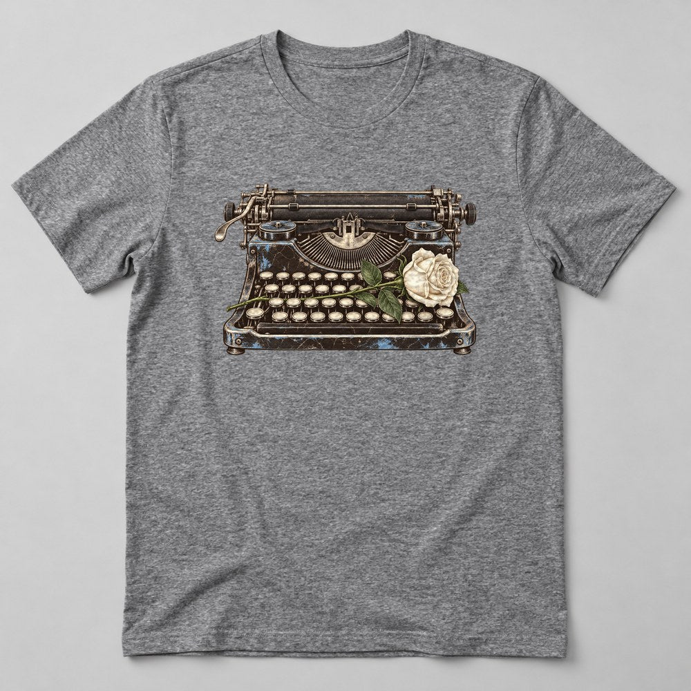 Typewriter Poetry T-Shirt in Heather Grey