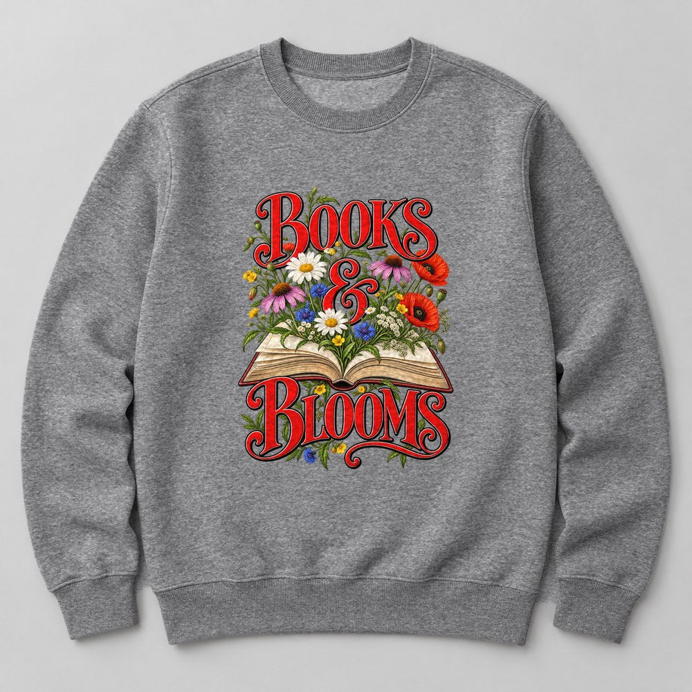 Books & Blooms Sweatshirt in Heather Grey