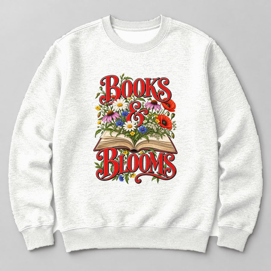 Books & Blooms crewneck sweatshirt in White