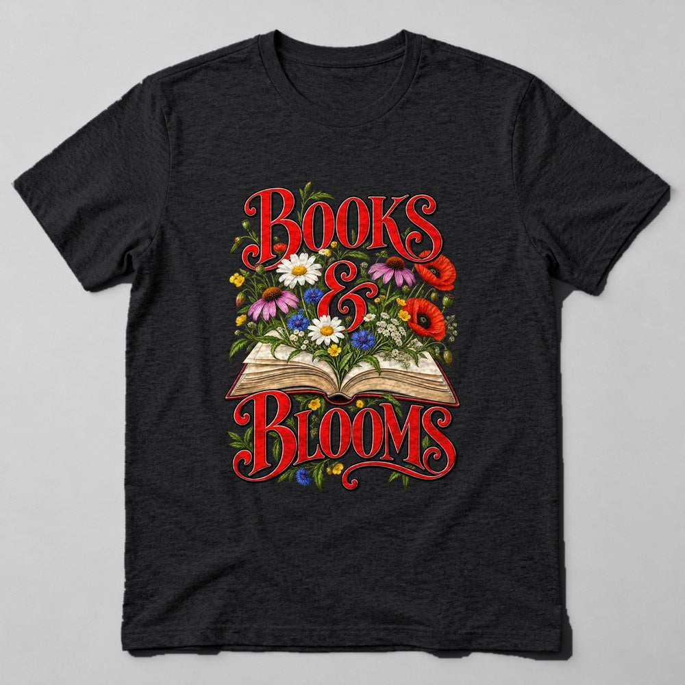 Books & Blooms T-Shirt in Black