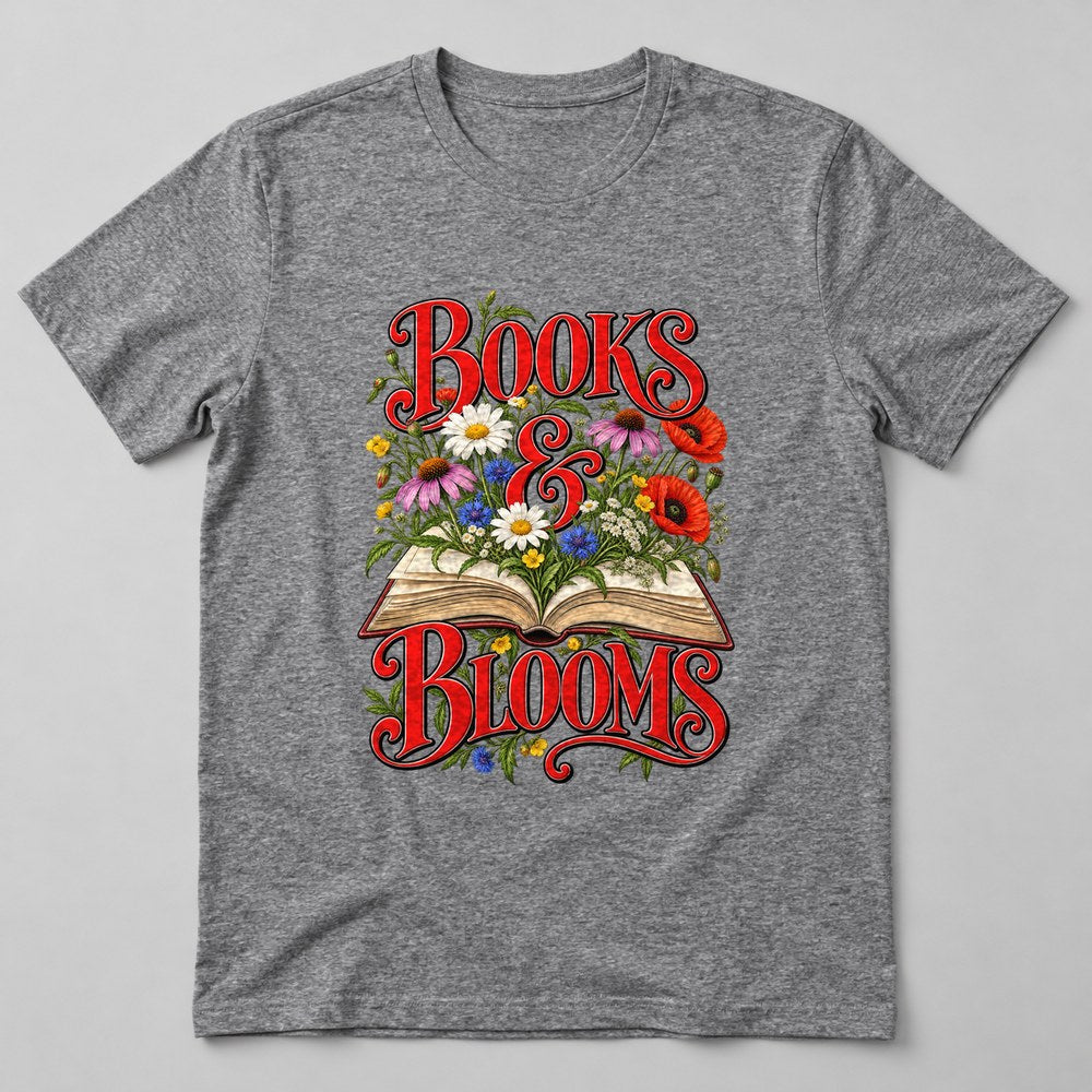 Books & Blooms T-Shirt in Heather Grey