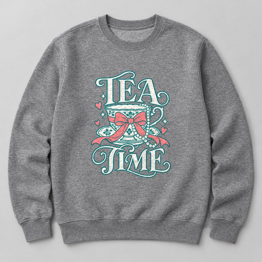 Tea Time Sweatshirt in Heather Grey