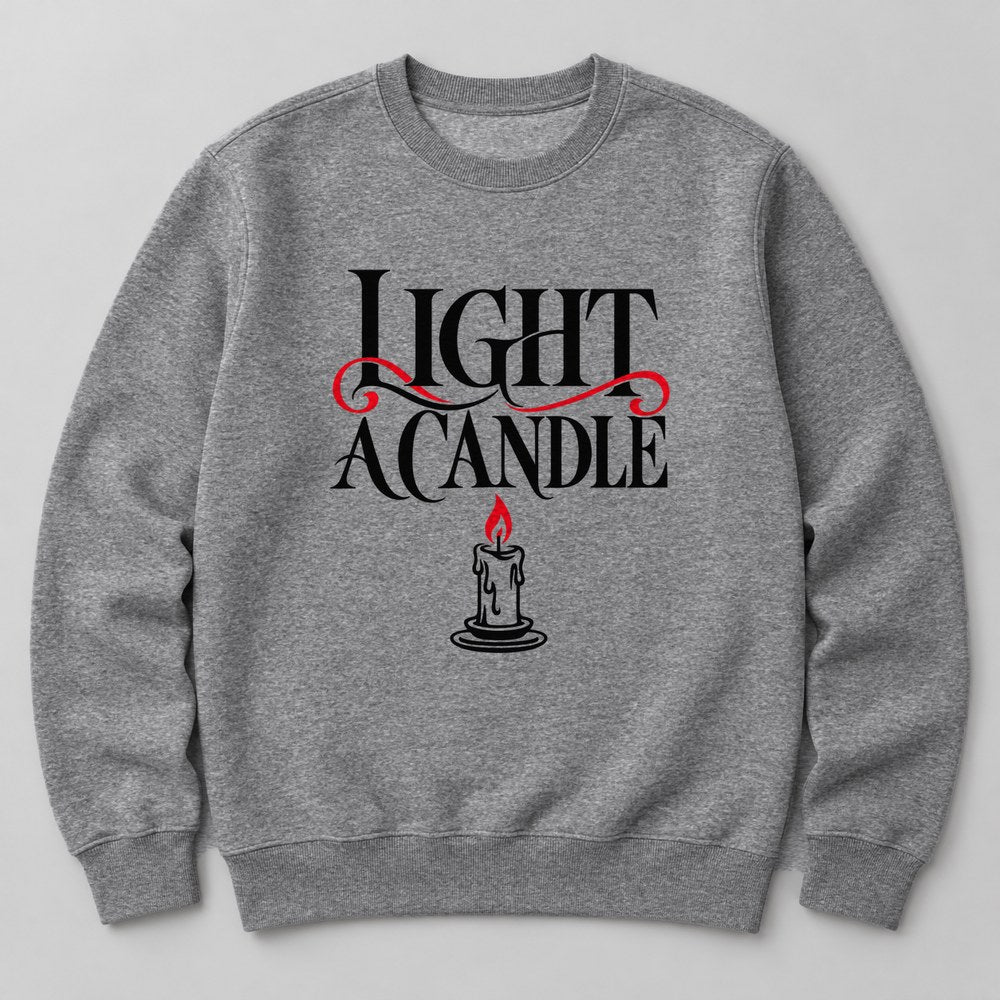 Light a Candle Sweatshirt in Heather Grey
