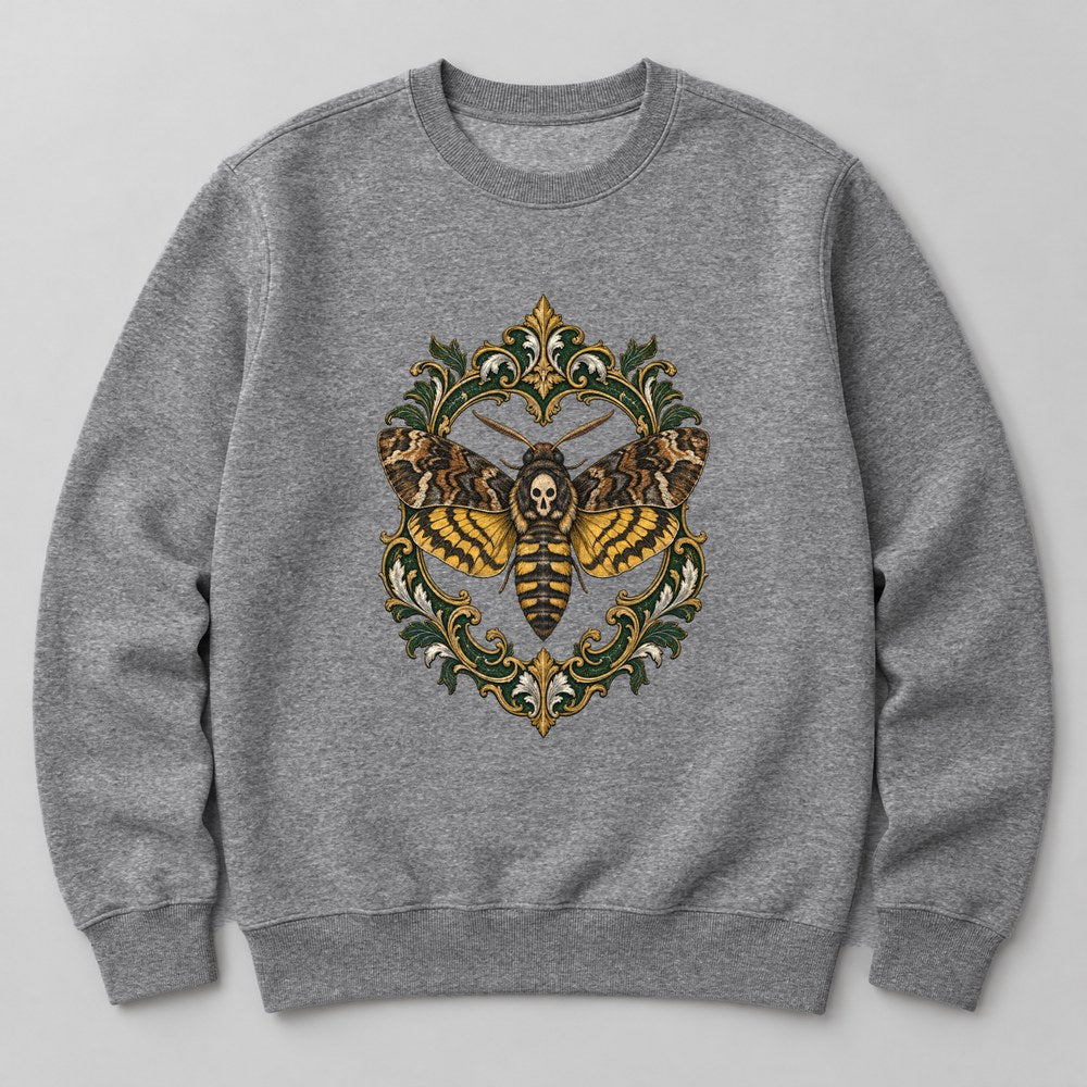 Death Head Moth Sweatshirt in Heather Grey