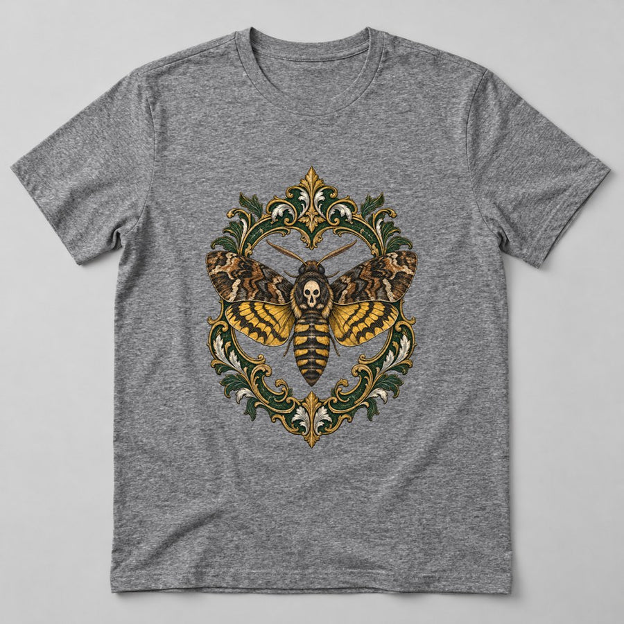 Death Head Moth T-Shirt in Heather Grey