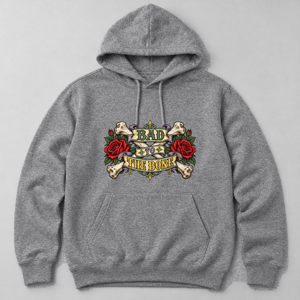 Bad to the Bone Hoodie in Heather Grey
